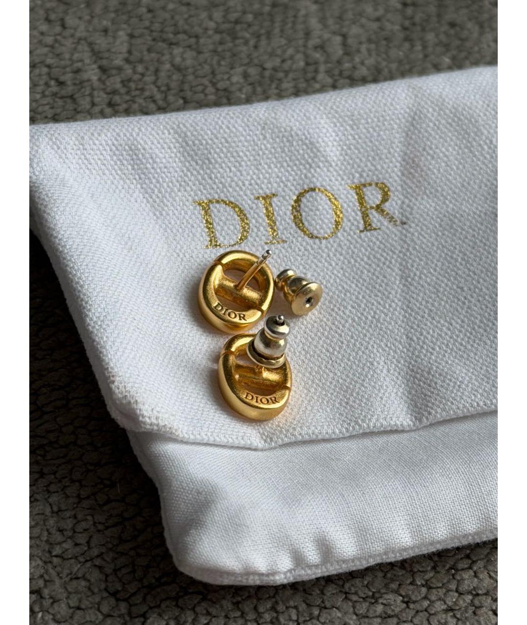 CHRISTIAN DIOR Золотые металлические серьги, фото 3