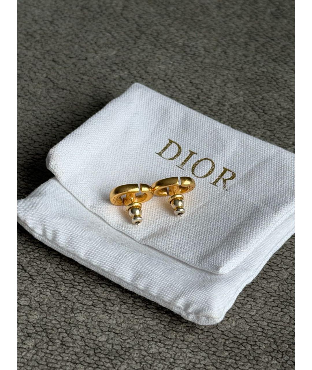 CHRISTIAN DIOR Золотые металлические серьги, фото 8