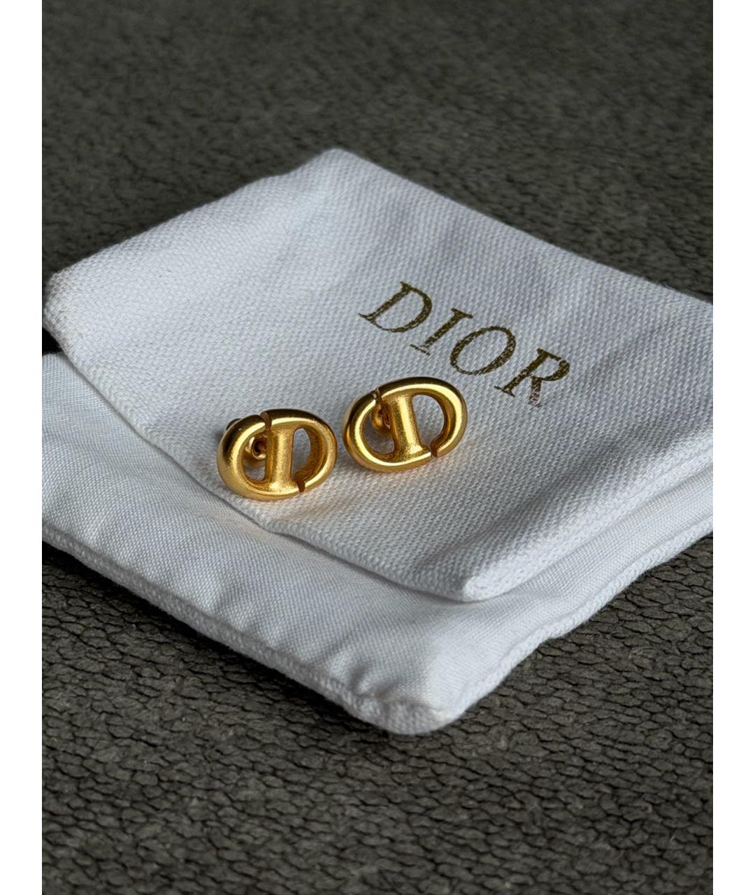 CHRISTIAN DIOR Золотые металлические серьги, фото 9