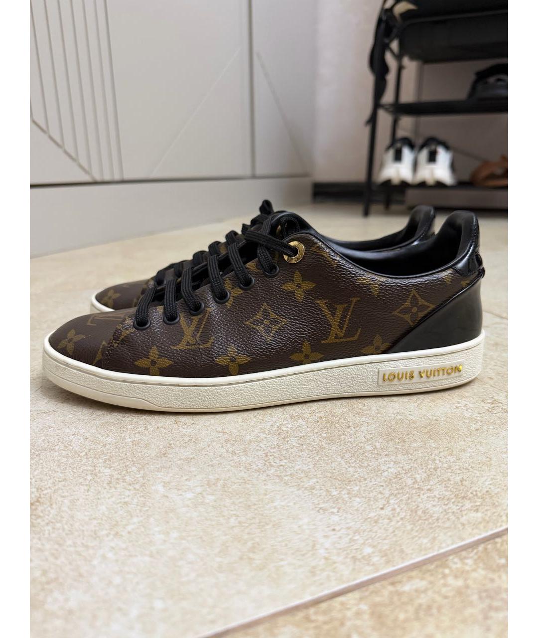 LOUIS VUITTON Коричневые кожаные кеды, фото 5