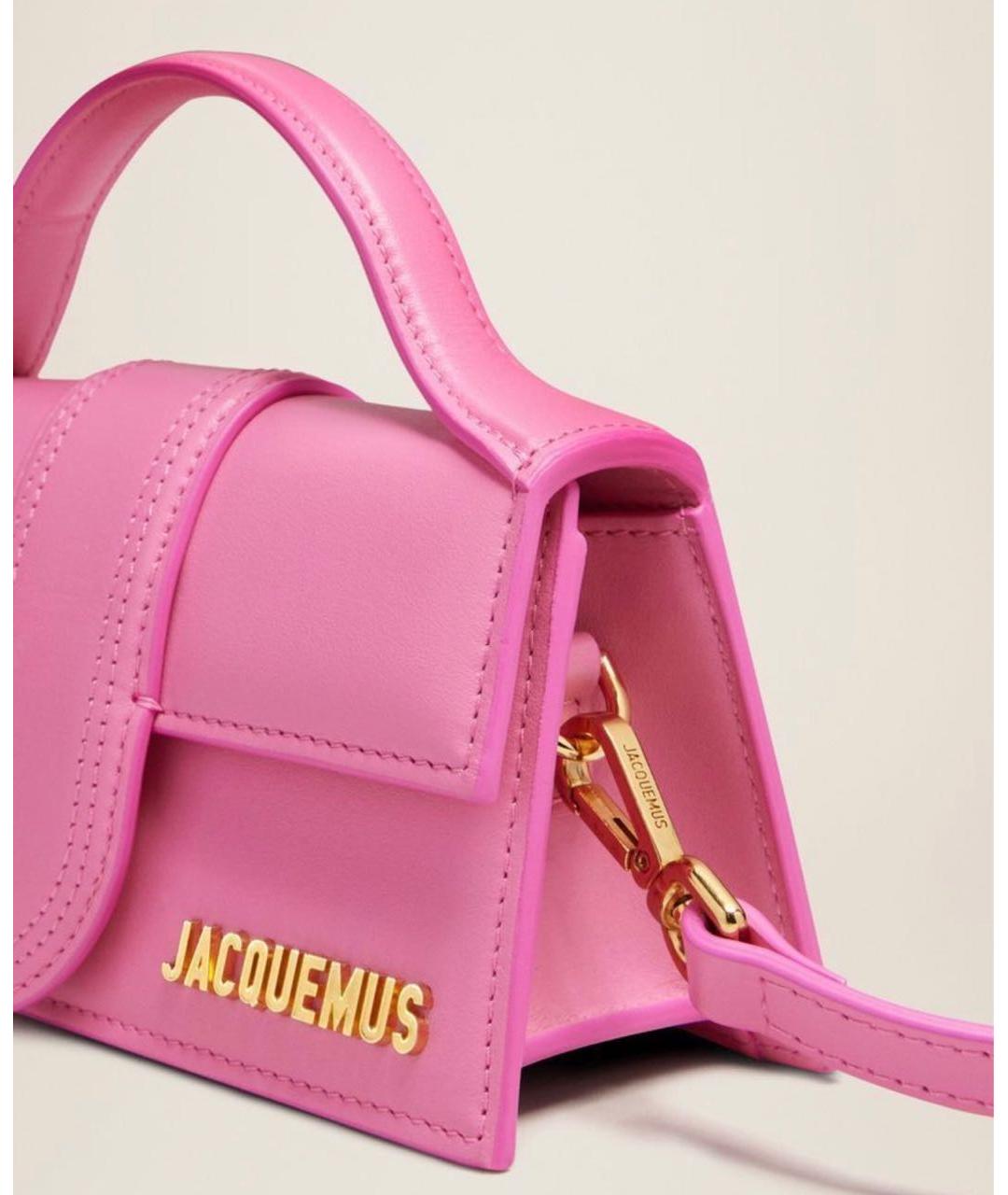 JACQUEMUS Розовая кожаная сумка с короткими ручками, фото 7