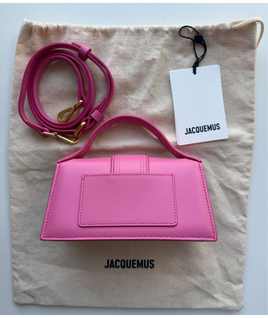 JACQUEMUS Розовая кожаная сумка с короткими ручками, фото 3