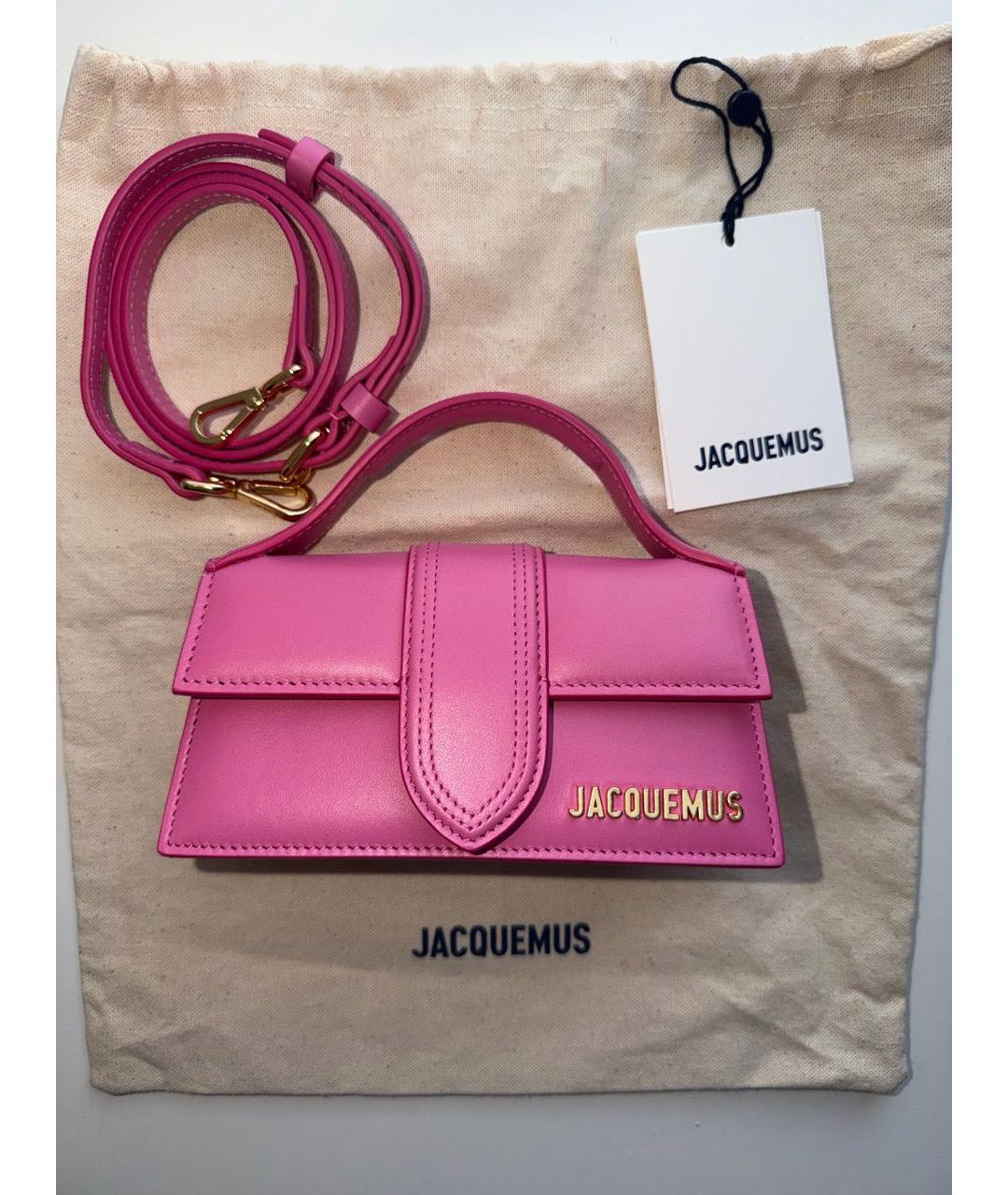 JACQUEMUS Розовая кожаная сумка с короткими ручками, фото 4