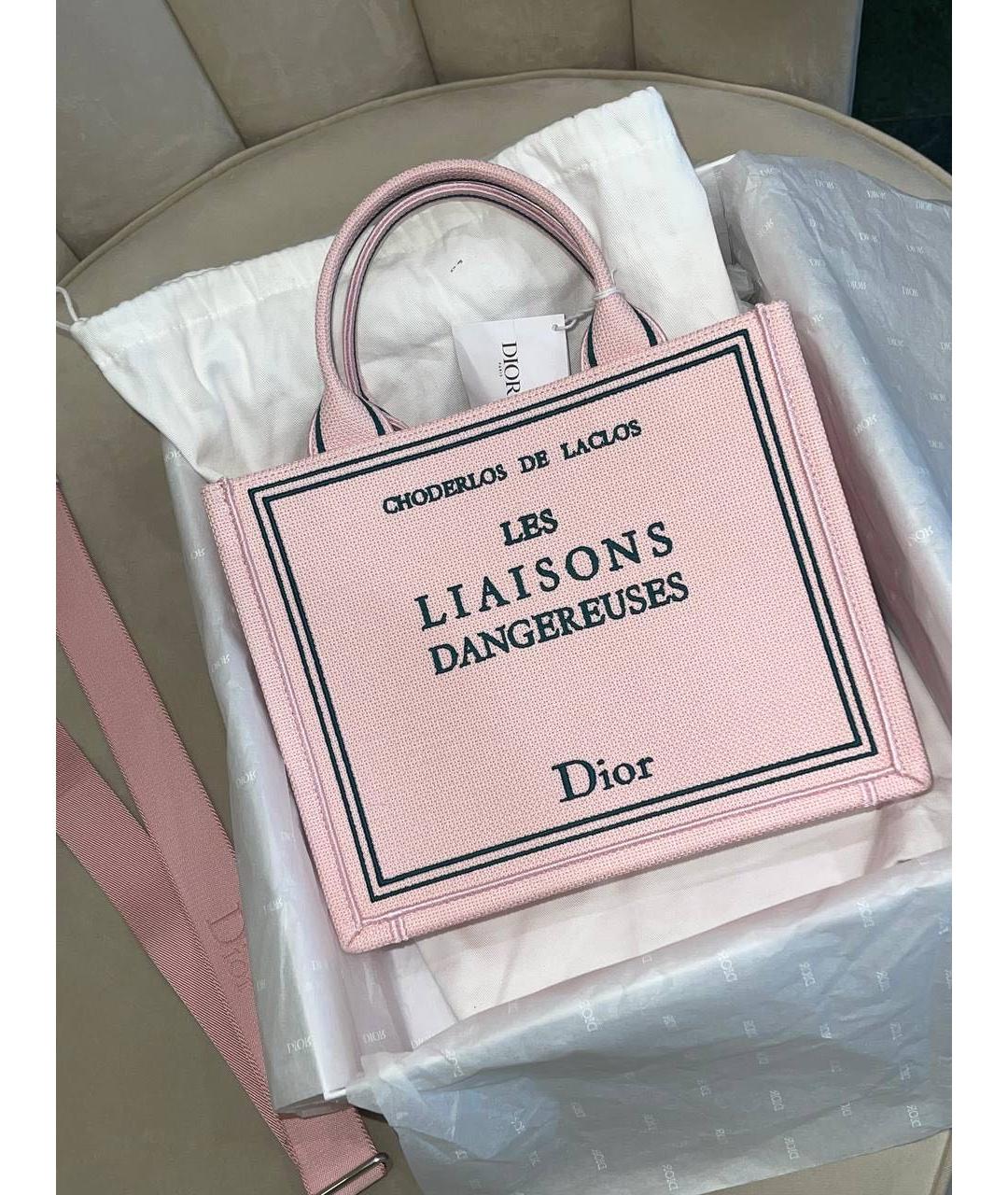 CHRISTIAN DIOR Розовая тканевая пляжная сумка, фото 3