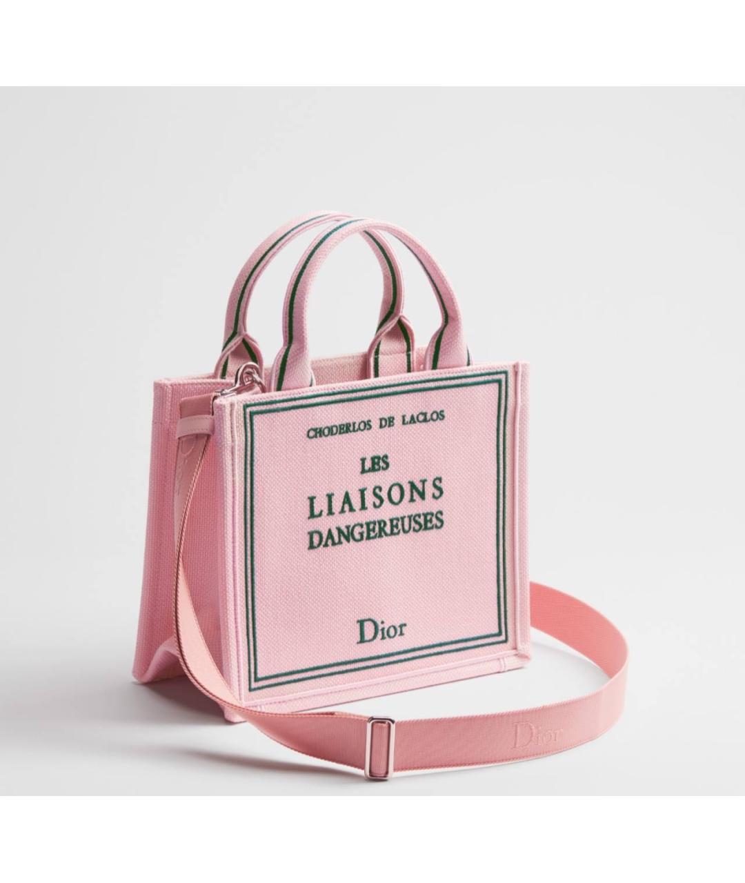 CHRISTIAN DIOR Розовая тканевая пляжная сумка, фото 4