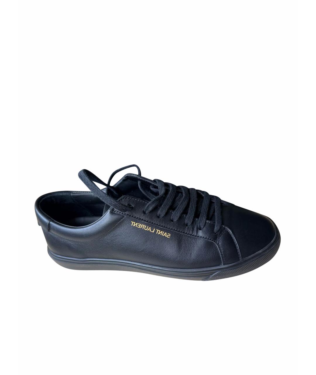 SAINT LAURENT Черные кожаные кеды, фото 1