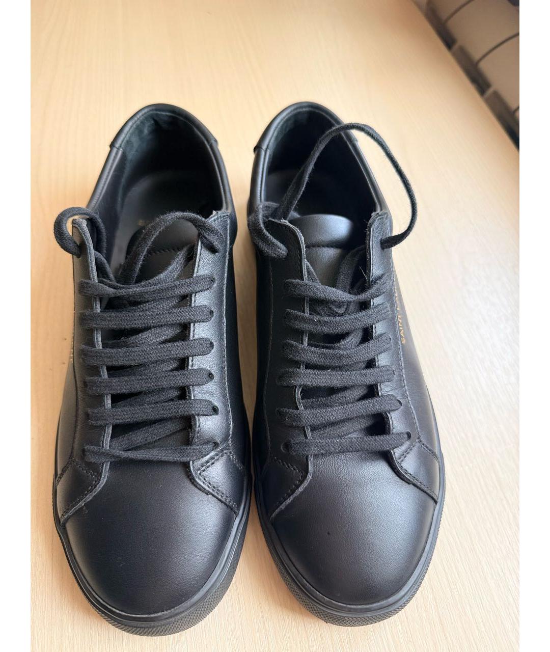 SAINT LAURENT Черные кожаные кеды, фото 2