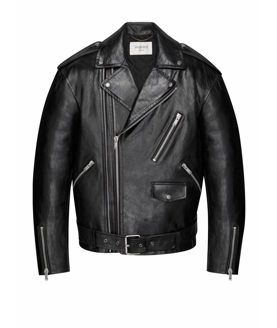 SAINT LAURENT Черная кожаная куртка, фото 1