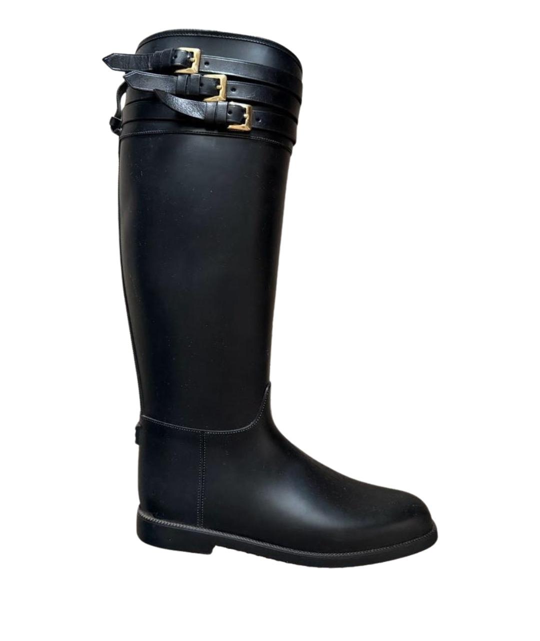 BURBERRY Черные резиновые сапоги, фото 1