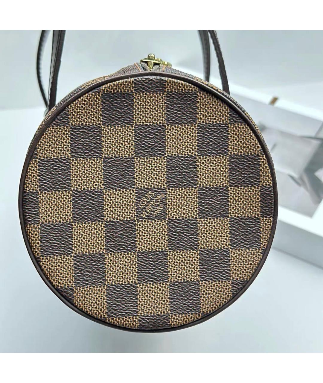 LOUIS VUITTON Коричневая кожаная сумка с короткими ручками, фото 5
