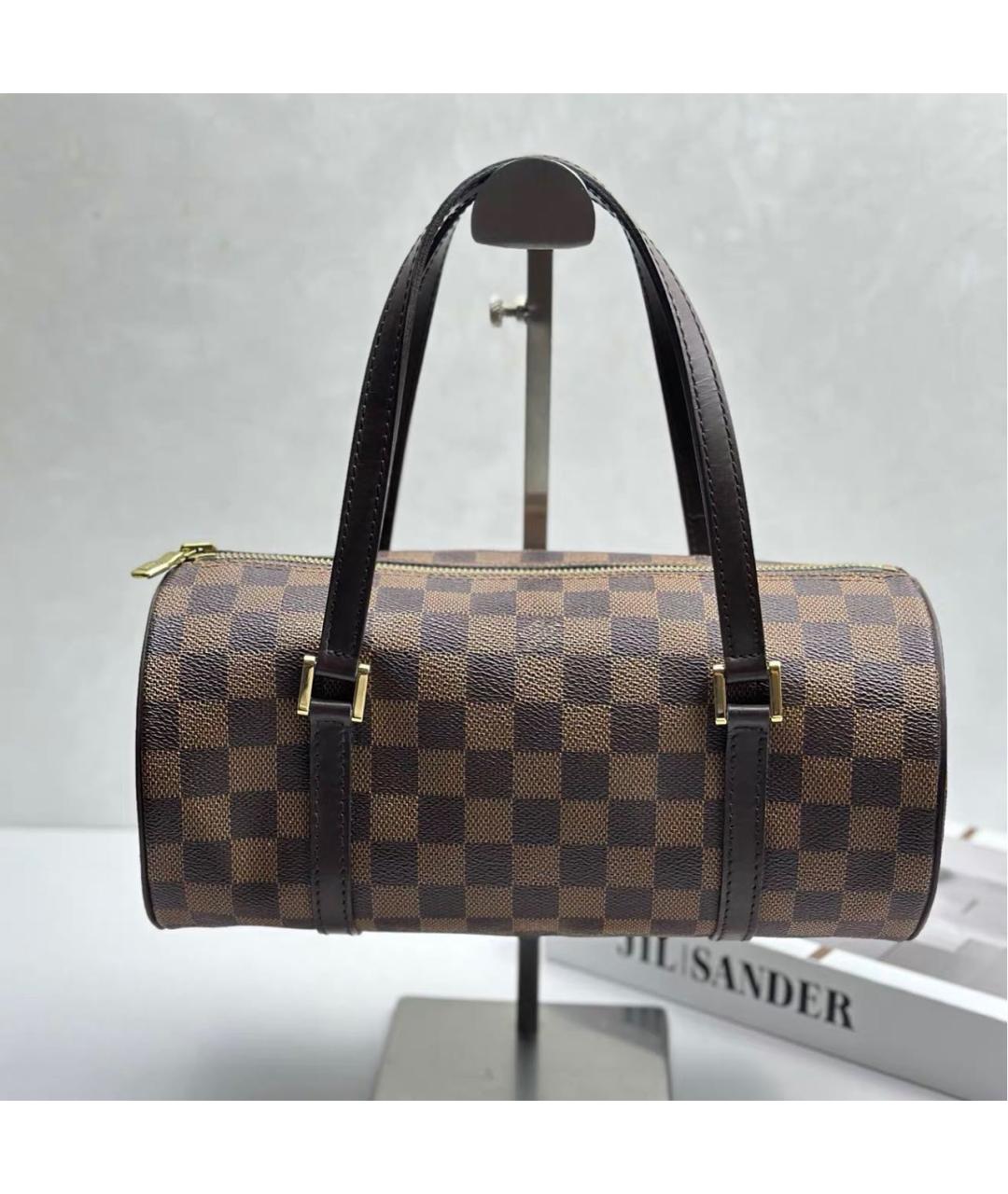 LOUIS VUITTON Коричневая кожаная сумка с короткими ручками, фото 9