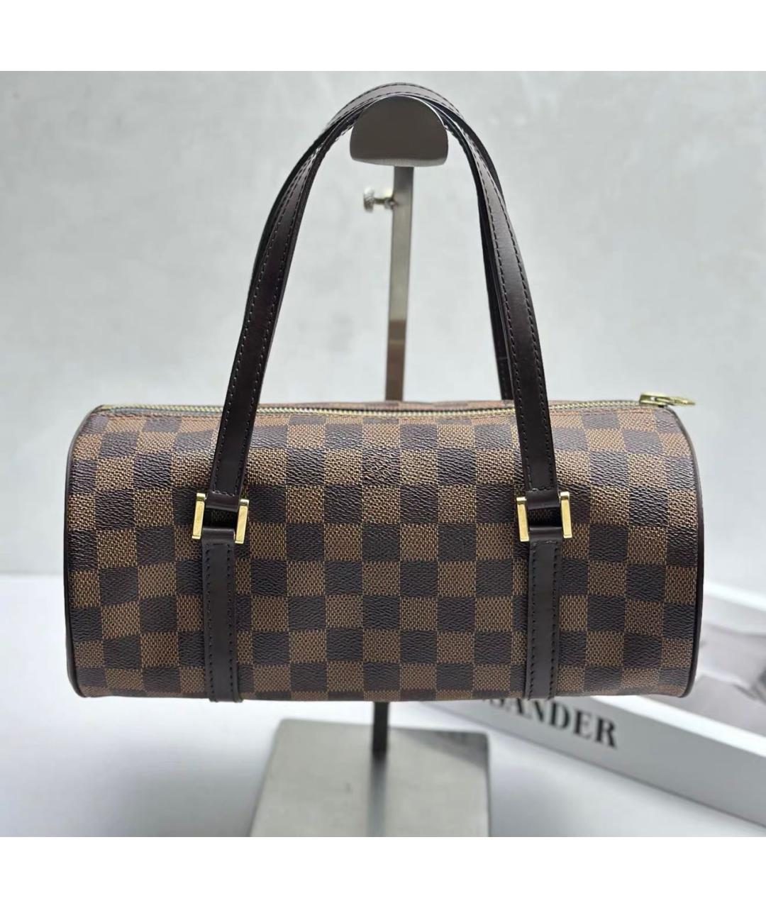 LOUIS VUITTON Коричневая кожаная сумка с короткими ручками, фото 2