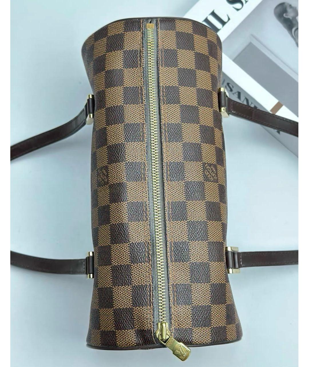 LOUIS VUITTON Коричневая кожаная сумка с короткими ручками, фото 3