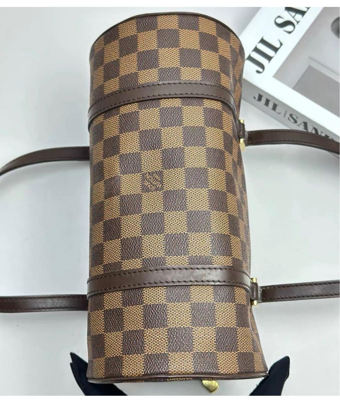 LOUIS VUITTON Коричневая кожаная сумка с короткими ручками, фото 4