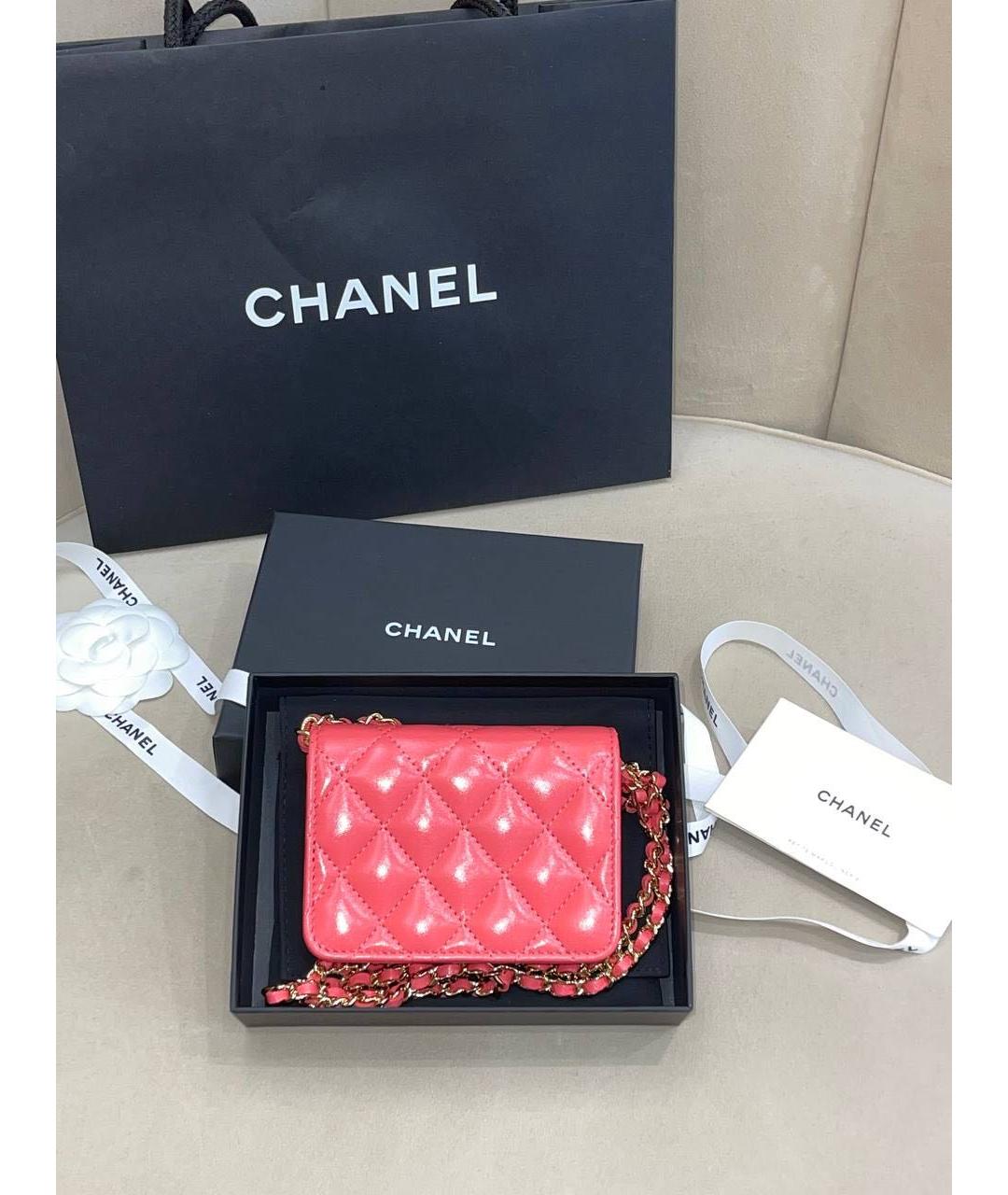CHANEL Коралловая кожаная сумка через плечо, фото 3