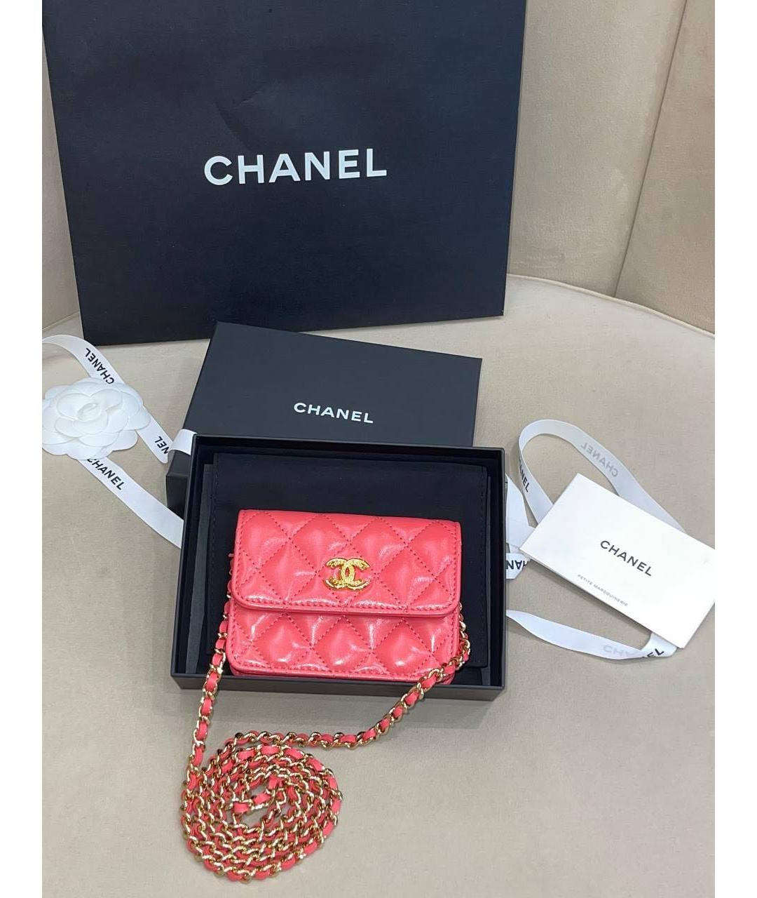 CHANEL Коралловая кожаная сумка через плечо, фото 2
