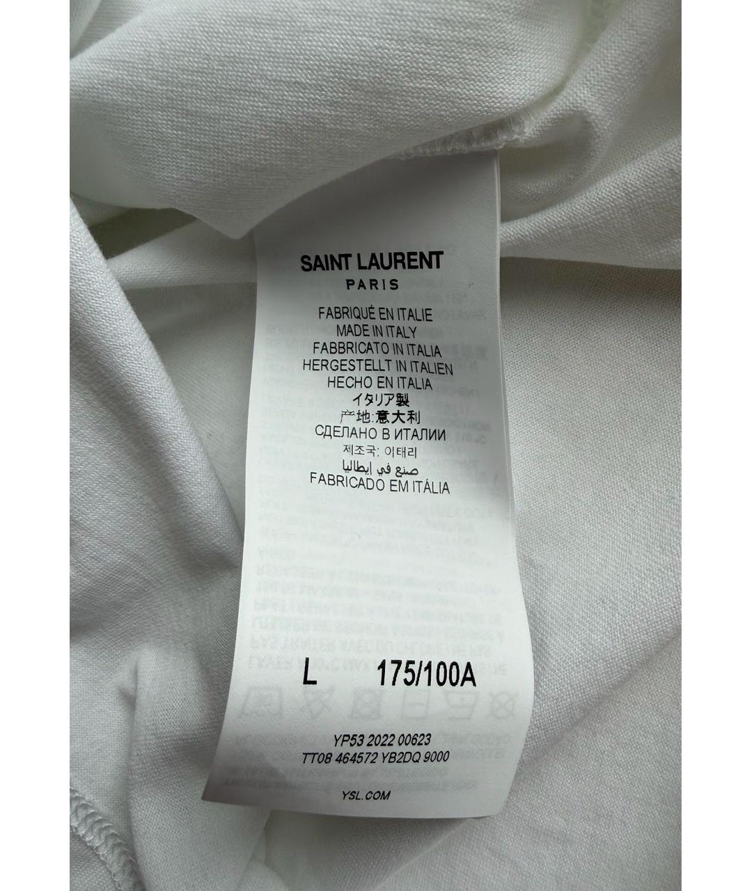 SAINT LAURENT Белая хлопковая футболка, фото 7