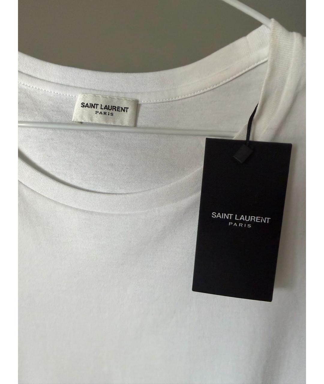 SAINT LAURENT Белая хлопковая футболка, фото 5