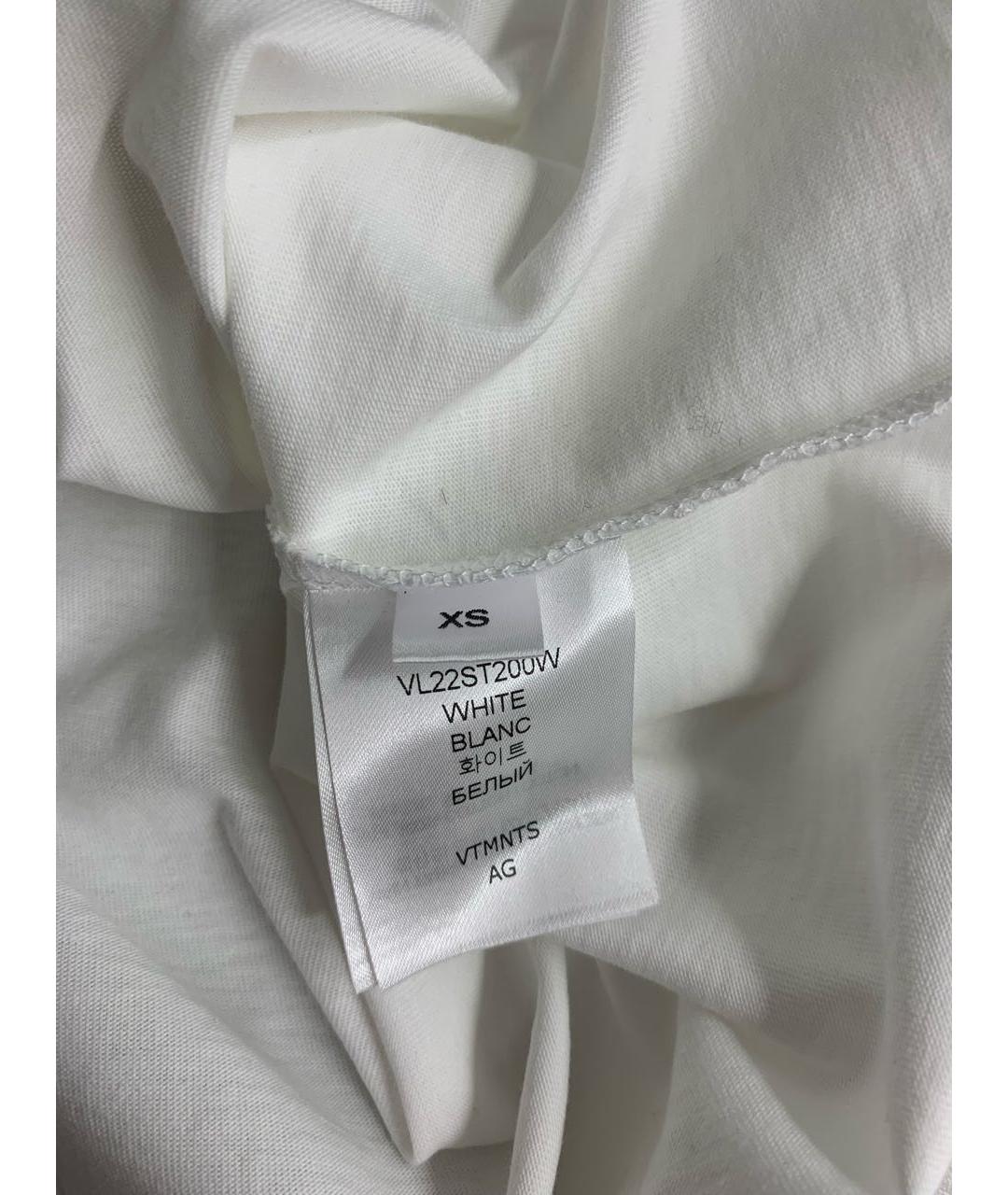 VETEMENTS Белая хлопко-эластановая футболка, фото 4