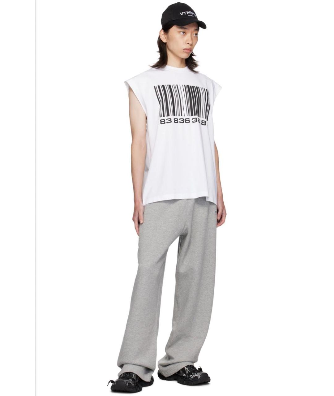 VETEMENTS Белая хлопко-эластановая футболка, фото 6