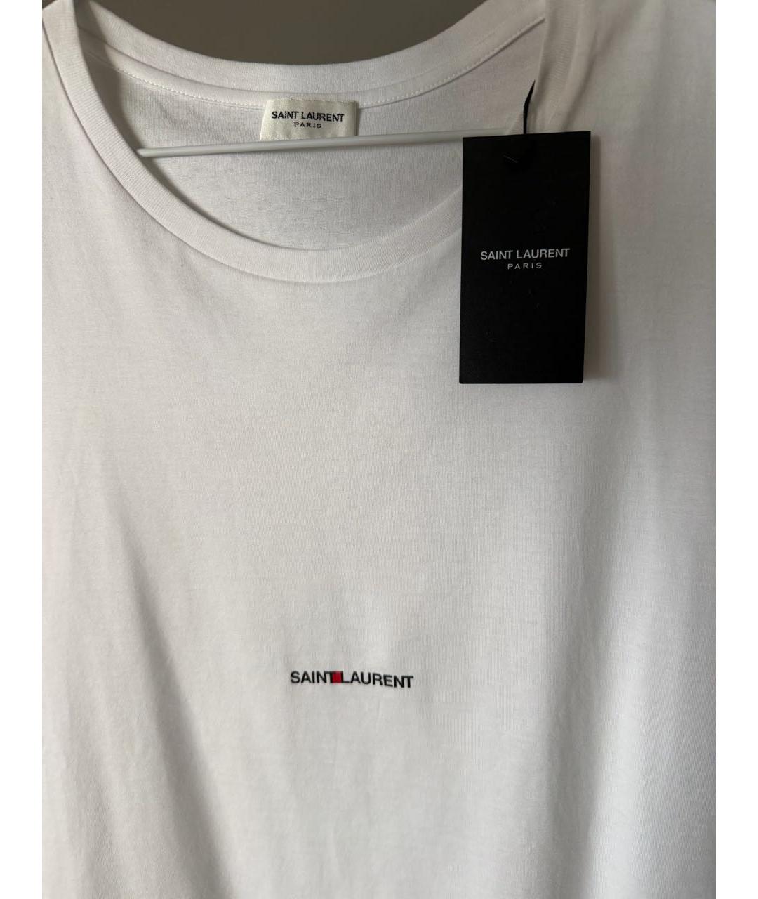 SAINT LAURENT Белая хлопковая футболка, фото 3