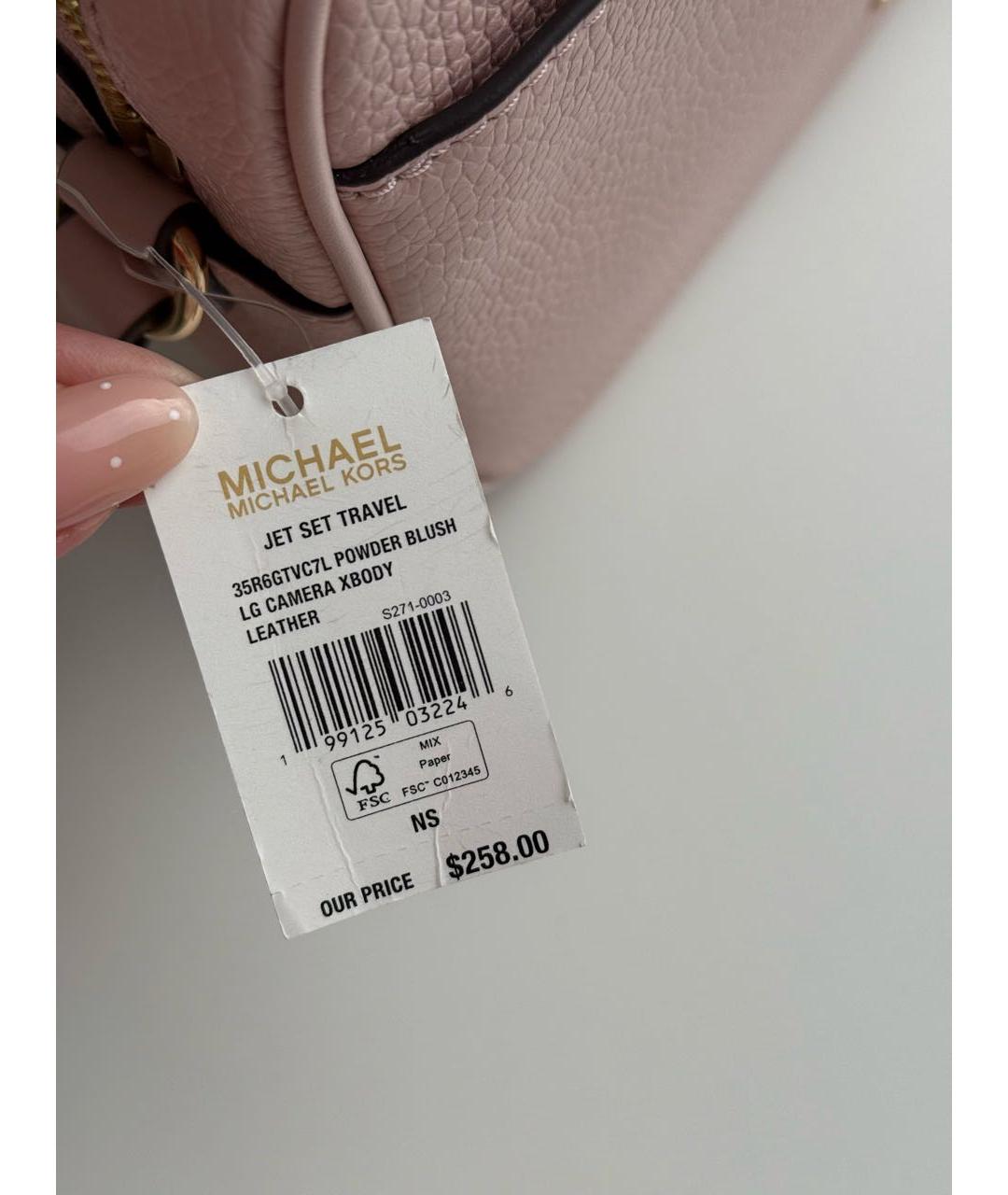 MICHAEL KORS Розовая кожаная сумка через плечо, фото 7