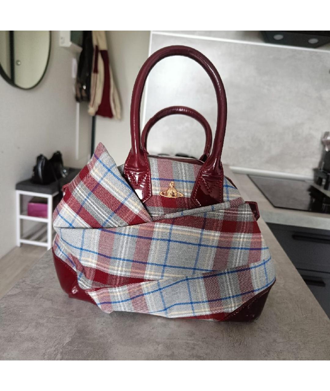 VIVIENNE WESTWOOD Бордовая сумка с короткими ручками из искусственной кожи, фото 6