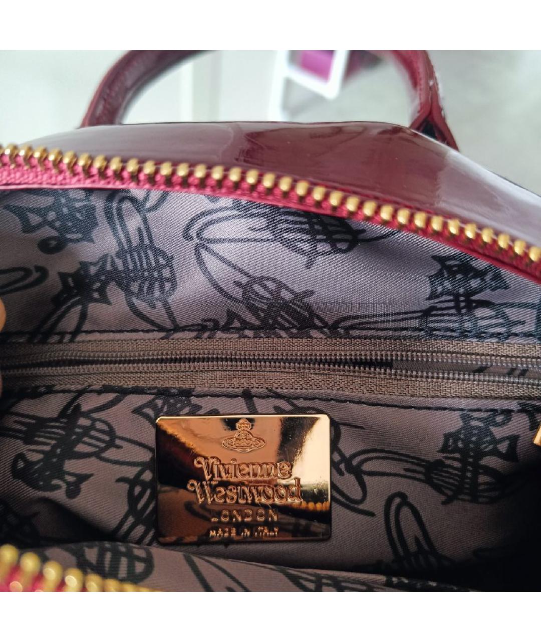 VIVIENNE WESTWOOD Бордовая сумка с короткими ручками из искусственной кожи, фото 5
