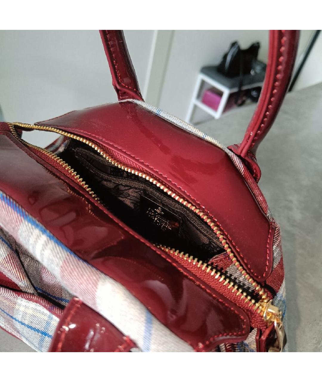 VIVIENNE WESTWOOD Бордовая сумка с короткими ручками из искусственной кожи, фото 4