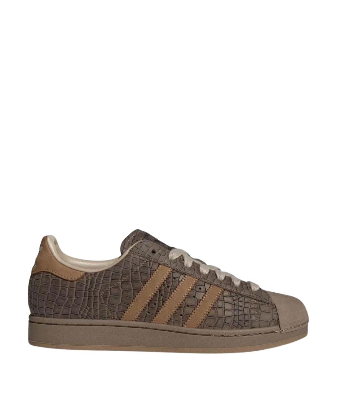 ADIDAS Коричневые кожаные низкие кроссовки / кеды, фото 1