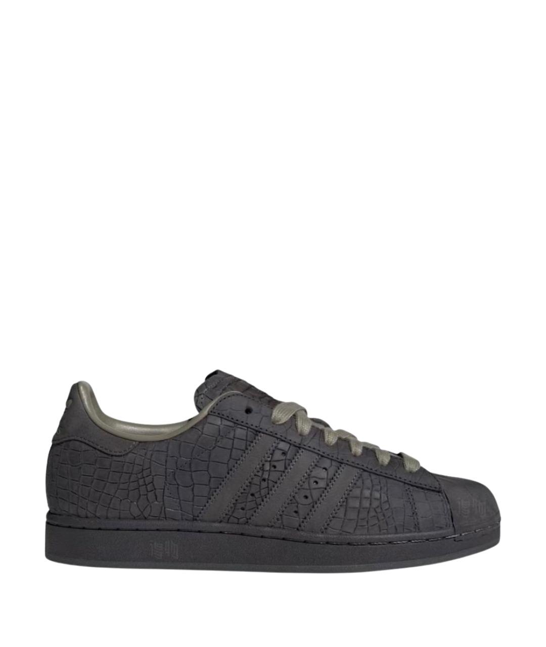 ADIDAS Черные кожаные низкие кроссовки / кеды, фото 1