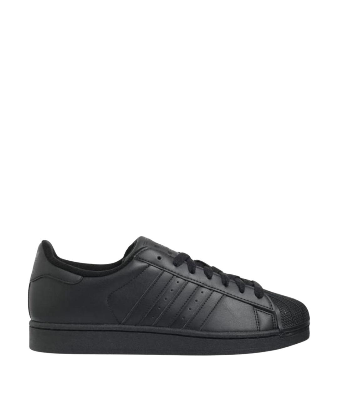 ADIDAS Черные кожаные низкие кроссовки / кеды, фото 1