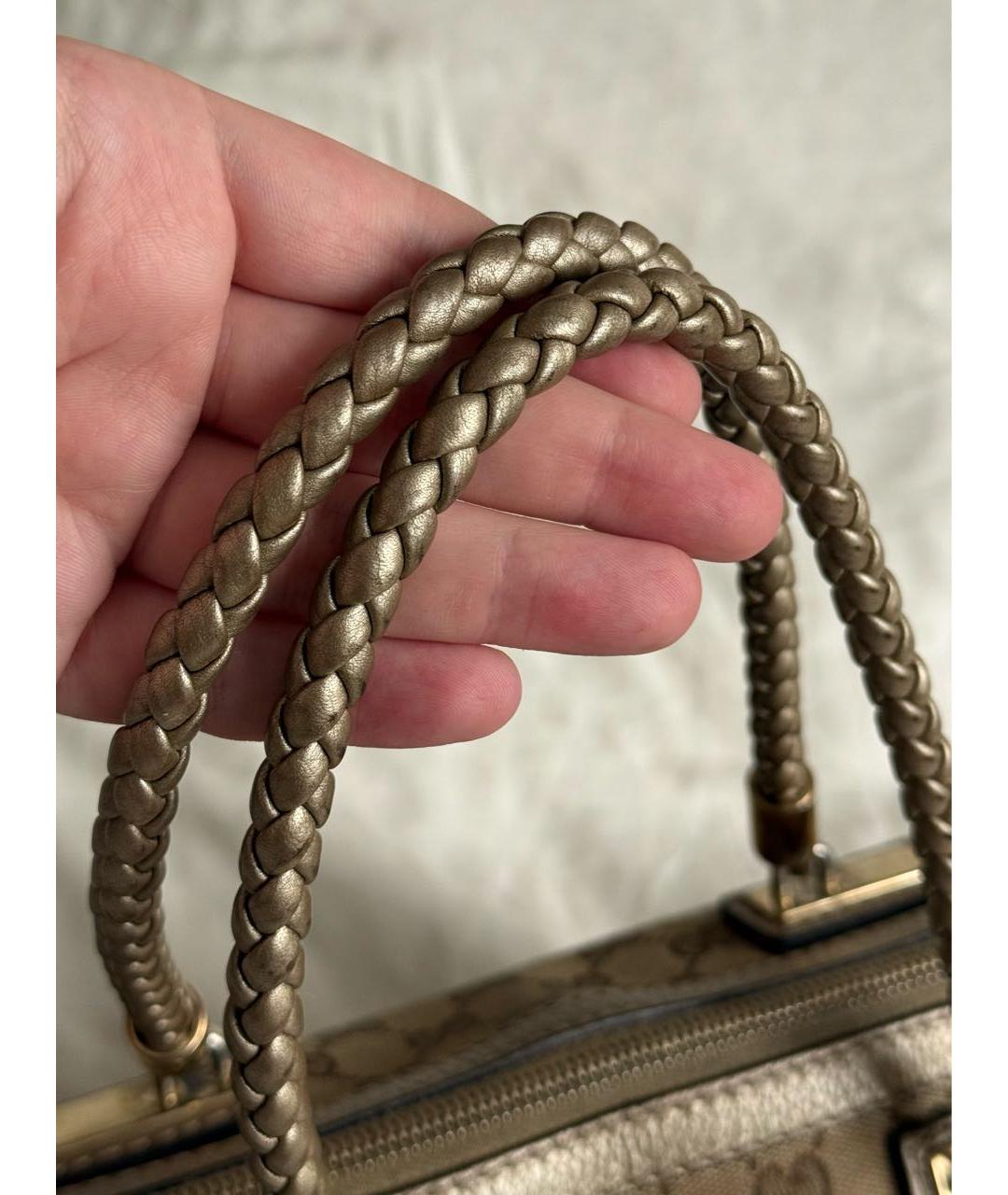 GUCCI Коричневая тканевая сумка с короткими ручками, фото 4