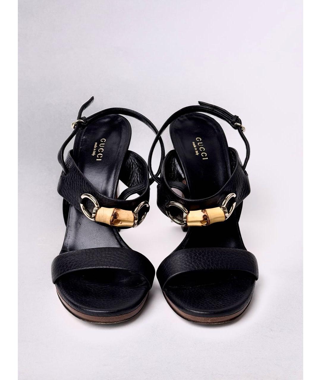 GUCCI Черные кожаные босоножки, фото 2
