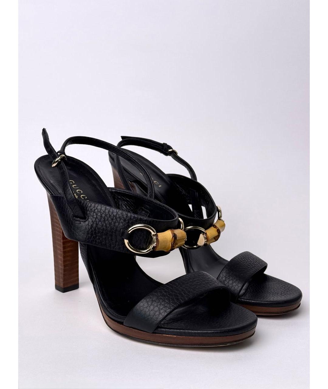 GUCCI Черные кожаные босоножки, фото 5