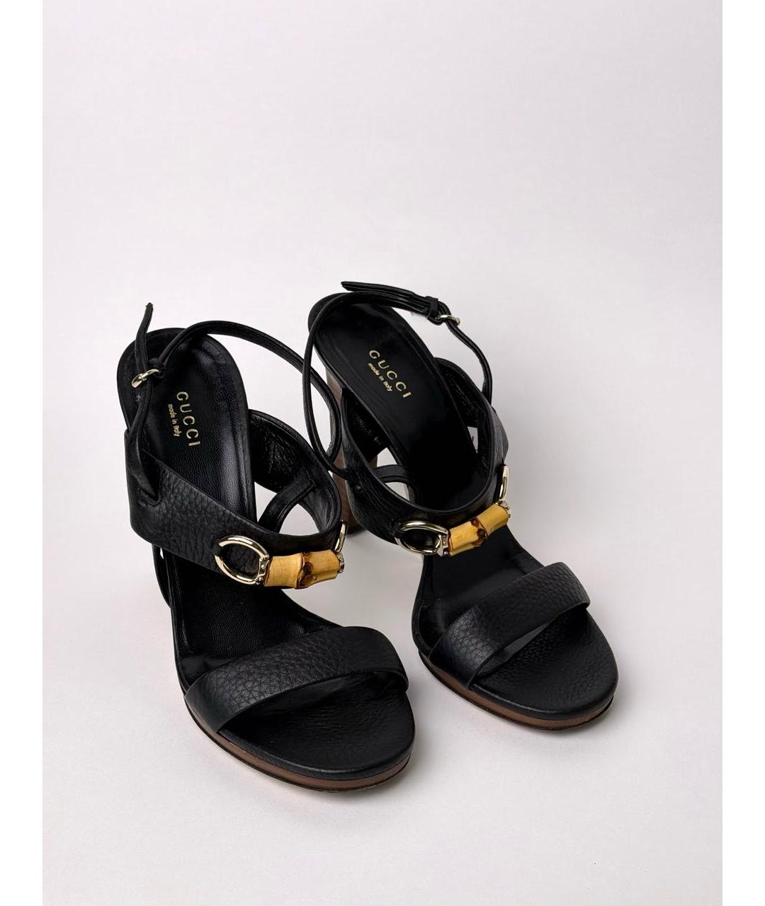 GUCCI Черные кожаные босоножки, фото 3