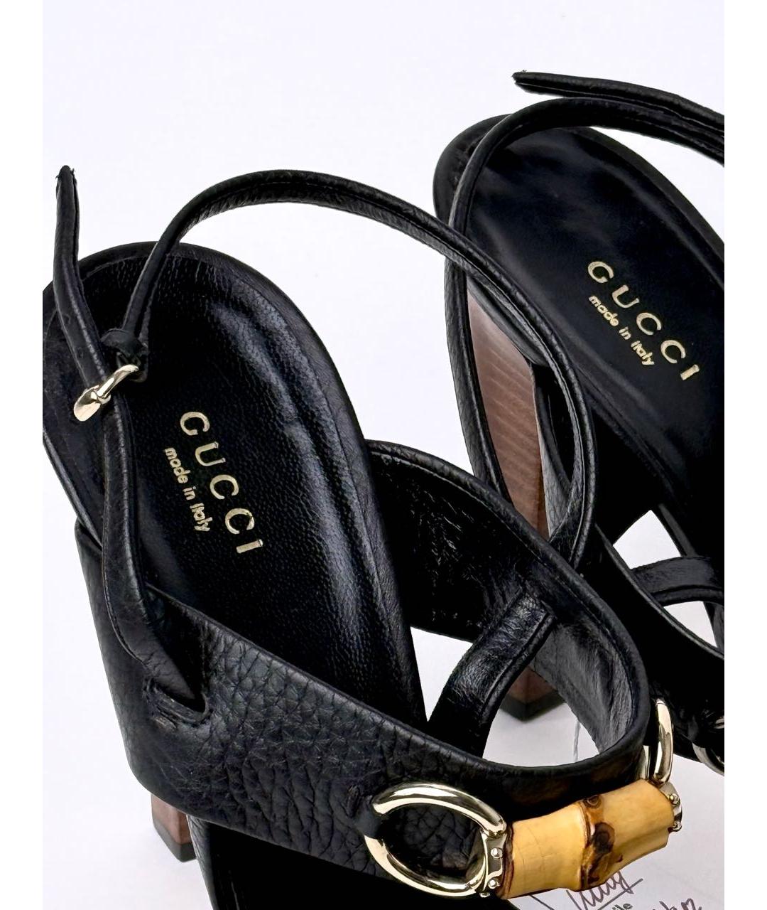 GUCCI Черные кожаные босоножки, фото 8