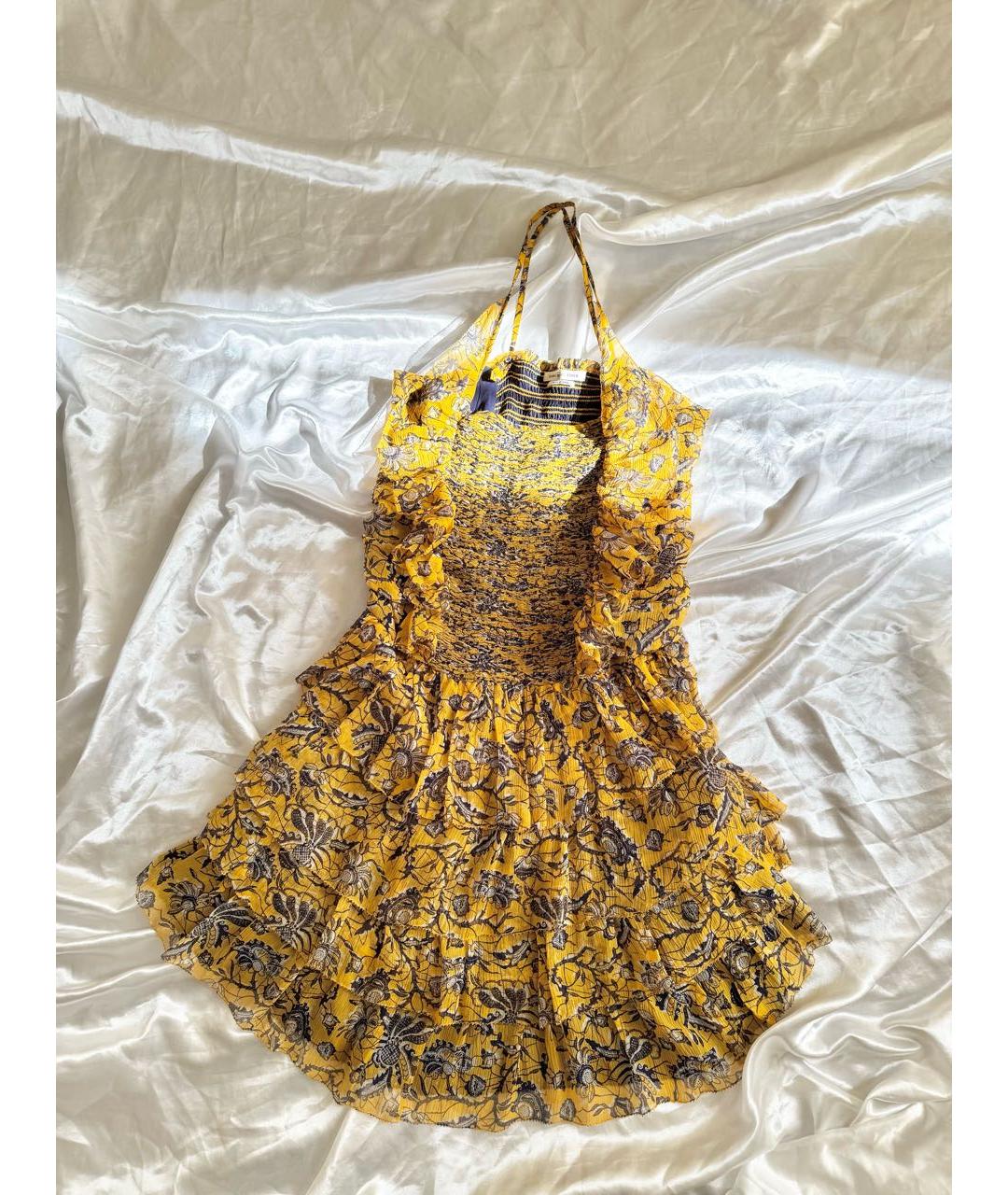 ISABEL MARANT ETOILE Желтое шелковое повседневное платье, фото 9