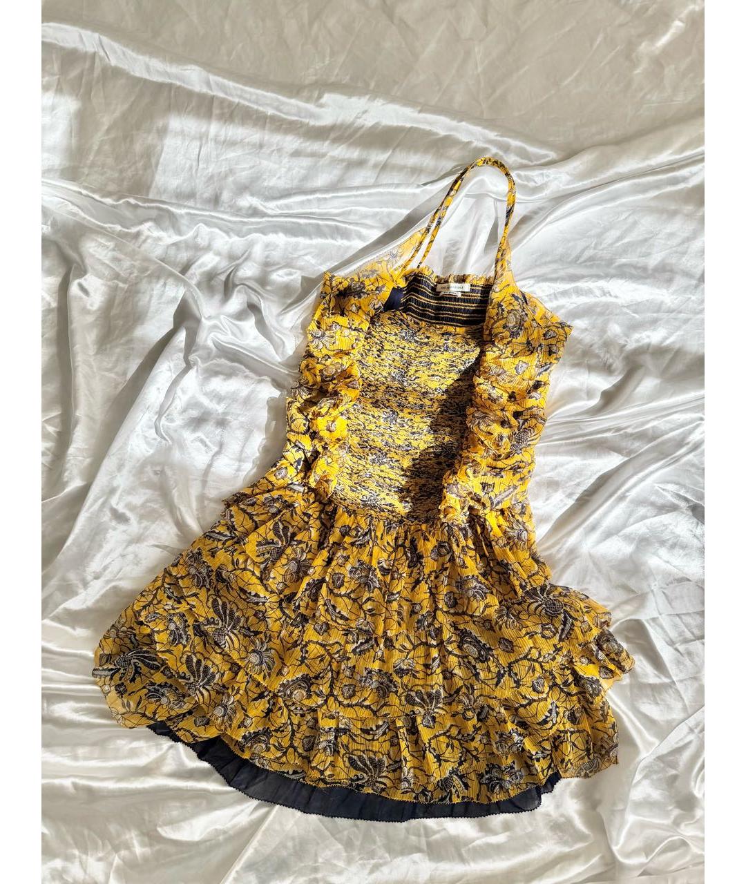 ISABEL MARANT ETOILE Желтое шелковое повседневное платье, фото 2