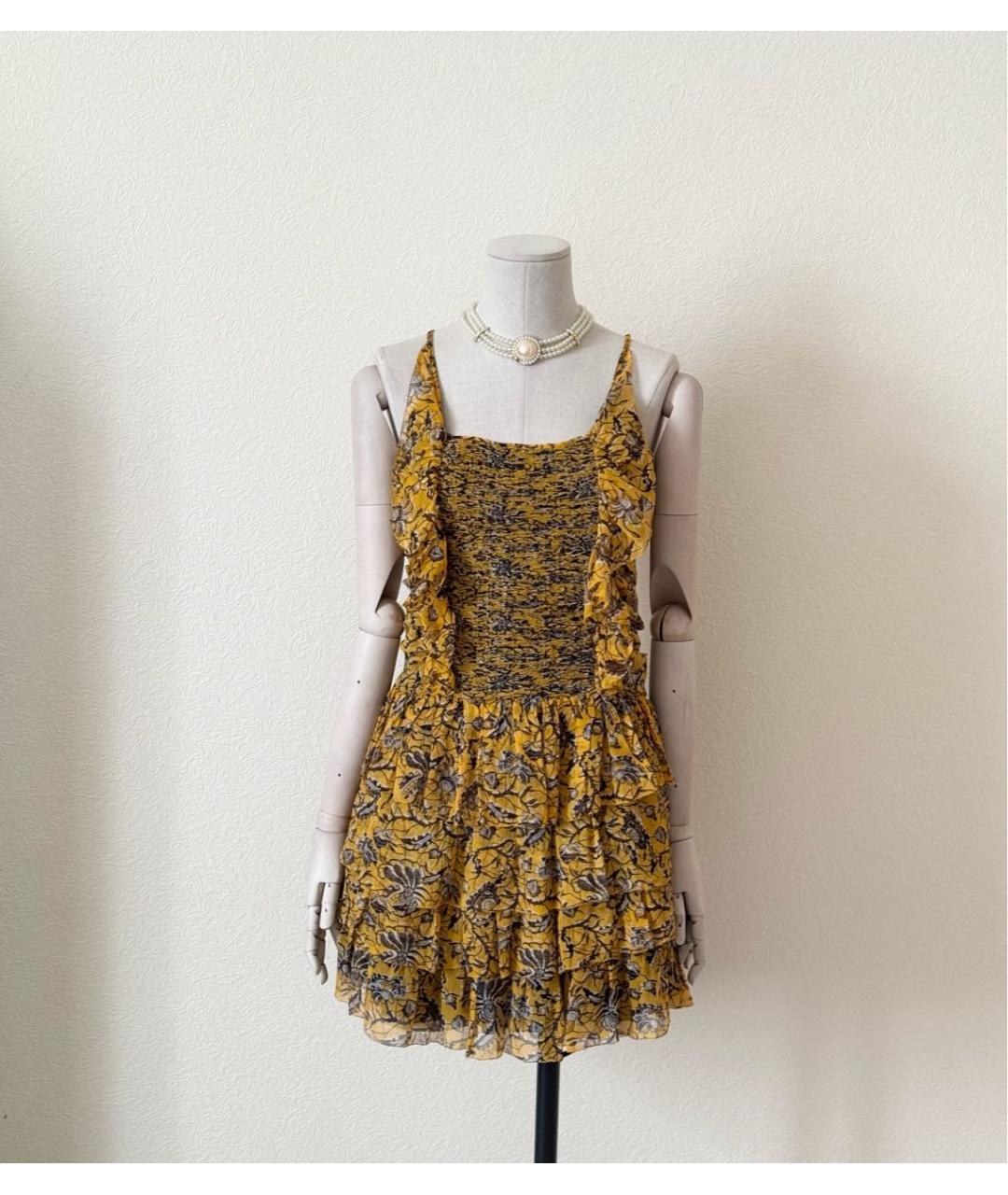 ISABEL MARANT ETOILE Желтое шелковое повседневное платье, фото 8