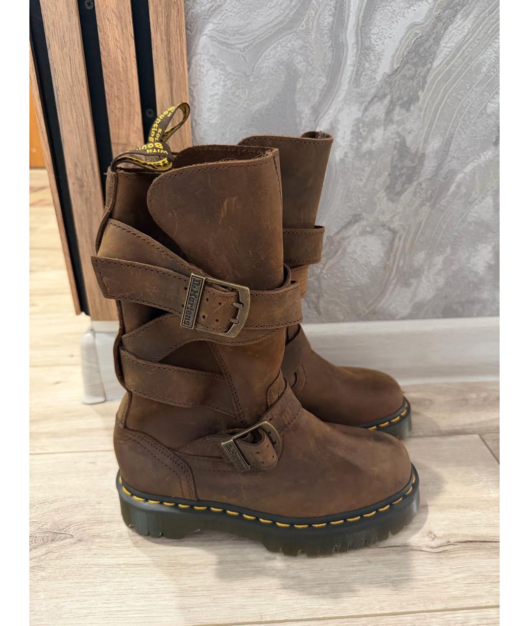 DR. MARTENS Коричневые кожаные сапоги, фото 7
