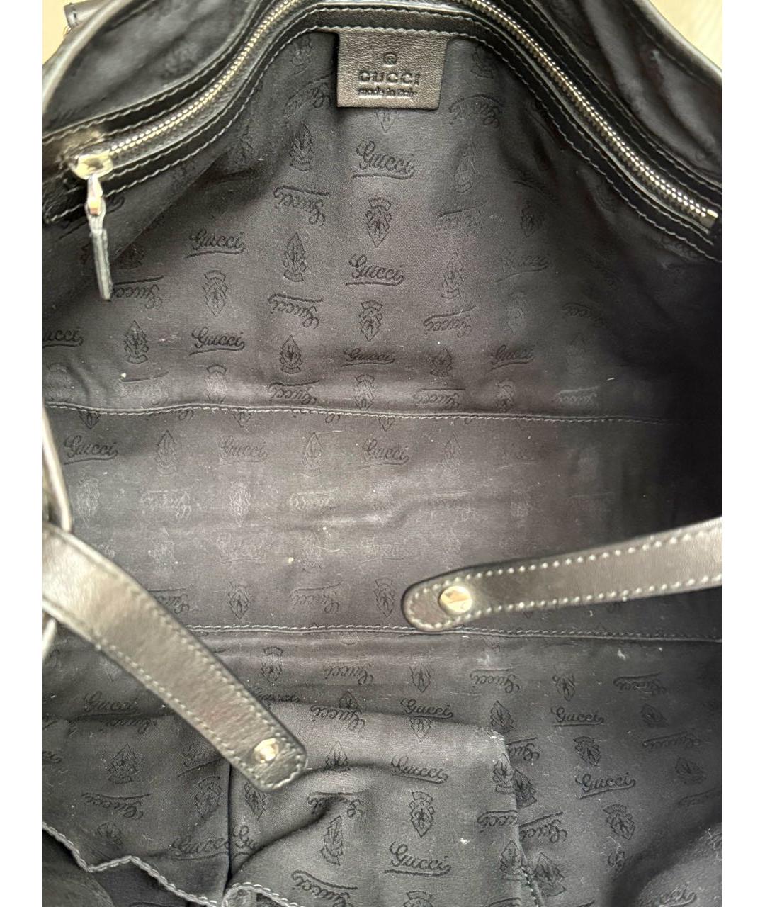 GUCCI Черная кожаная сумка тоут, фото 7
