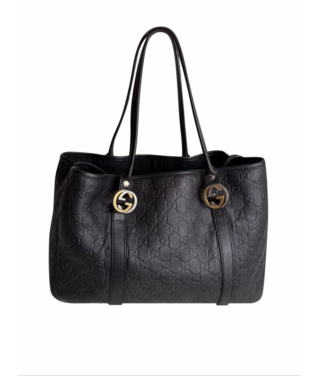 GUCCI Черная кожаная сумка тоут, фото 1