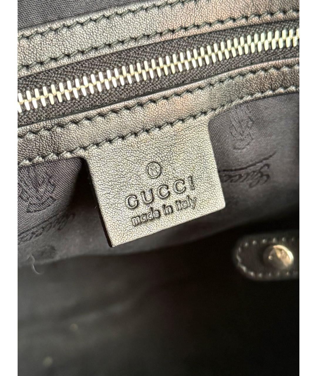 GUCCI Черная кожаная сумка тоут, фото 5