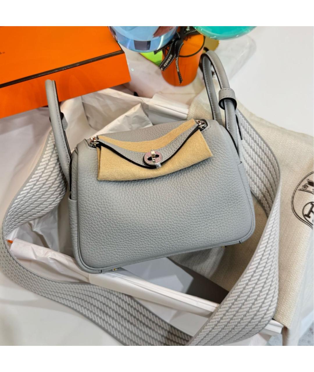 HERMES Голубая кожаная сумка через плечо, фото 2