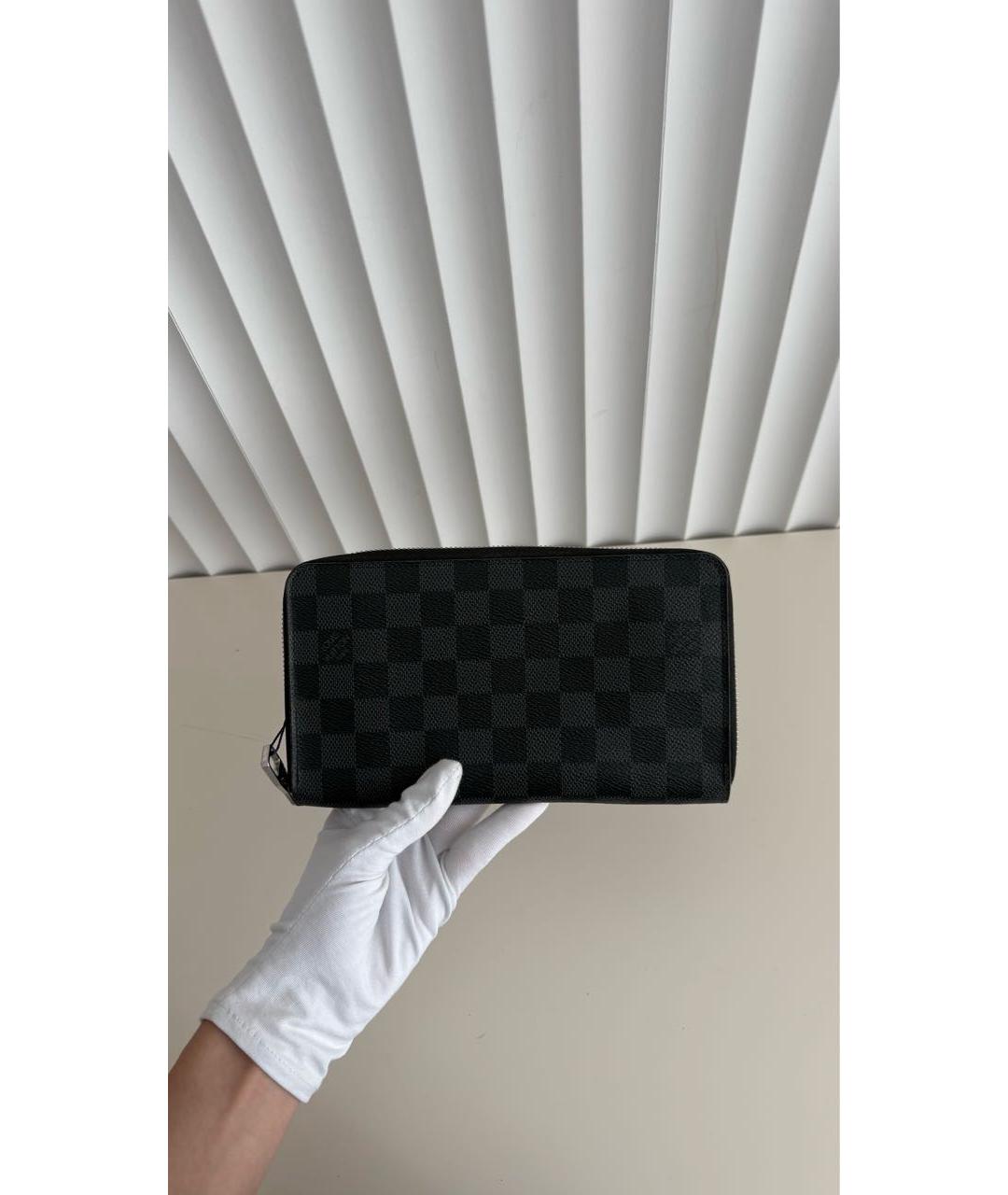 LOUIS VUITTON Черный кожаный кошелек, фото 2
