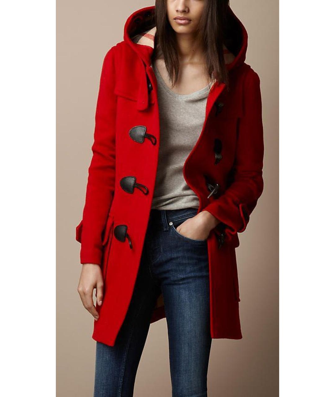 BURBERRY Красное шерстяное пальто, фото 5