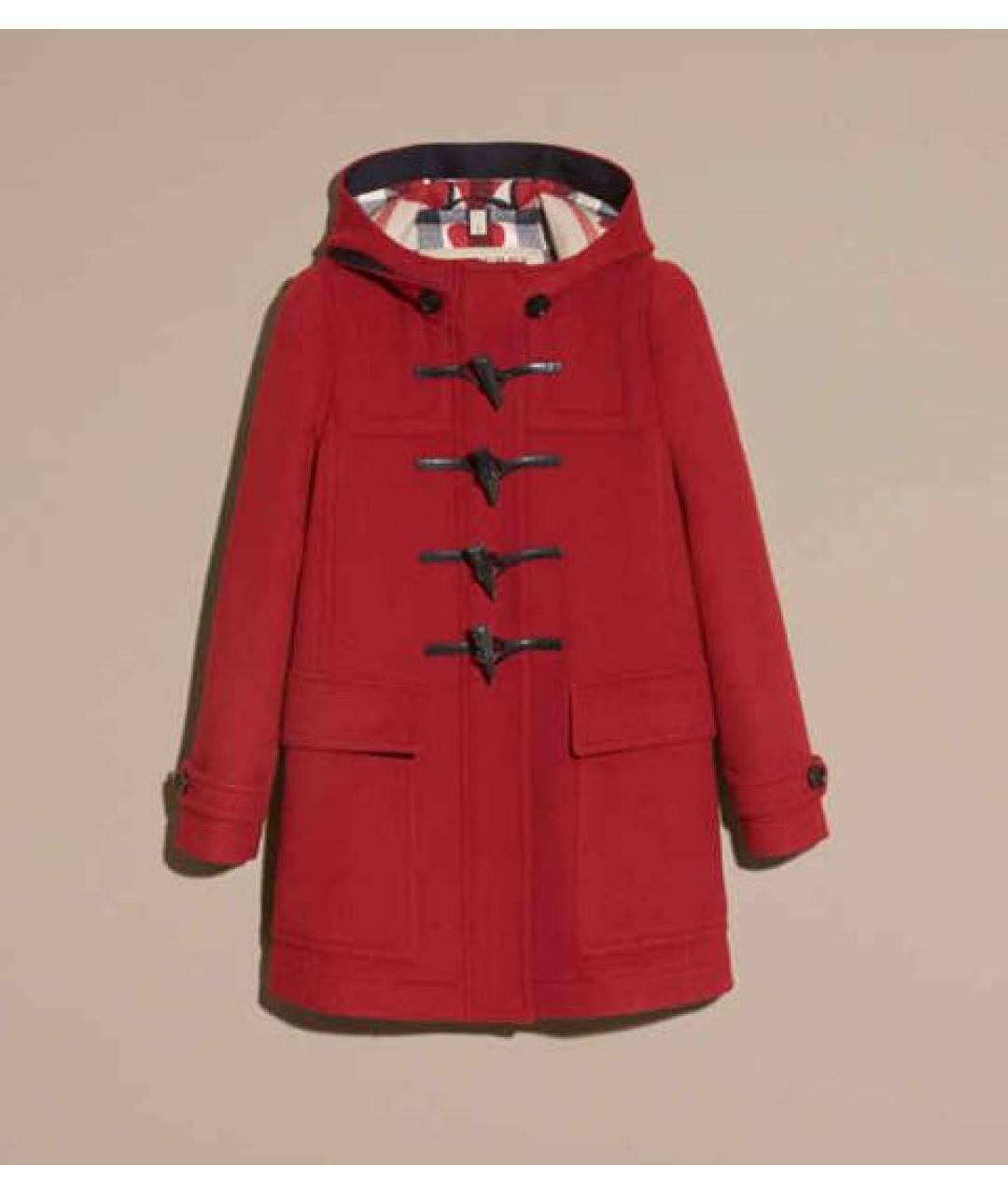 BURBERRY Красное шерстяное пальто, фото 7
