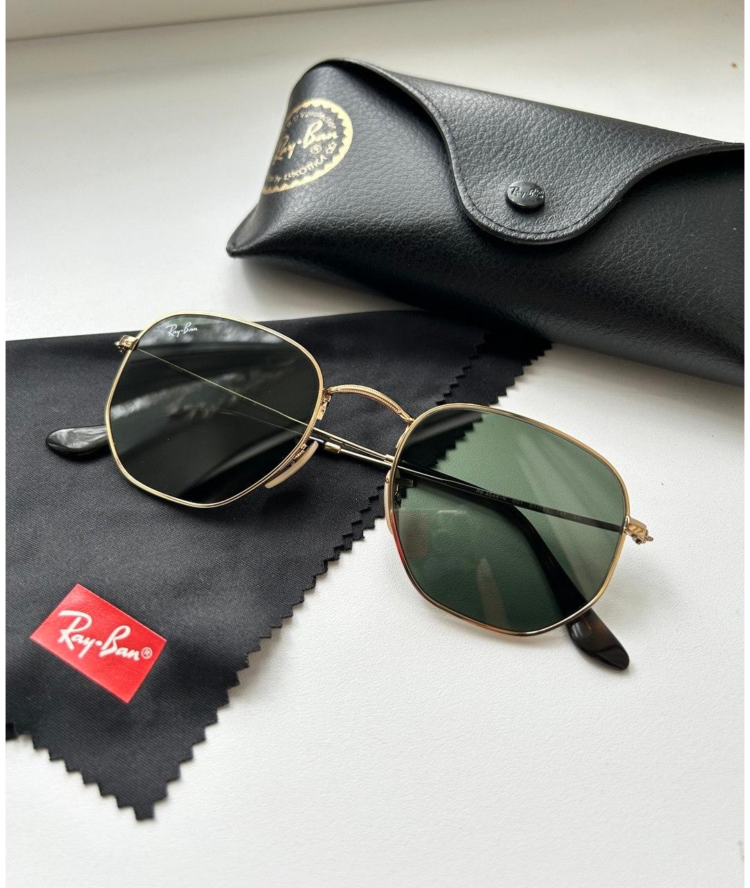 RAY BAN Золотые металлические солнцезащитные очки, фото 3