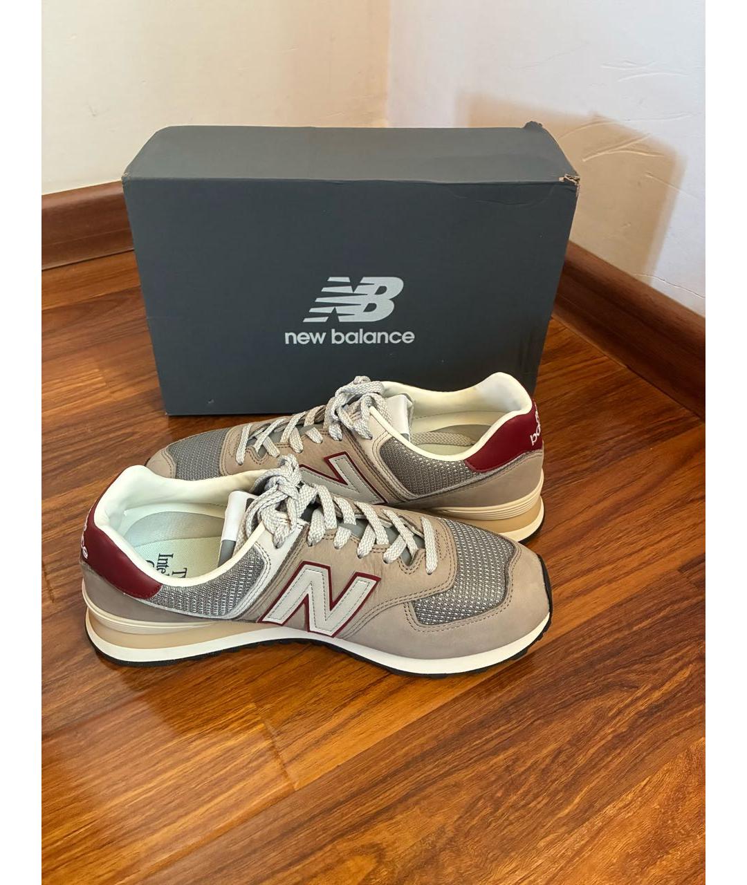 NEW BALANCE Бежевые кожаные низкие кроссовки / кеды, фото 6